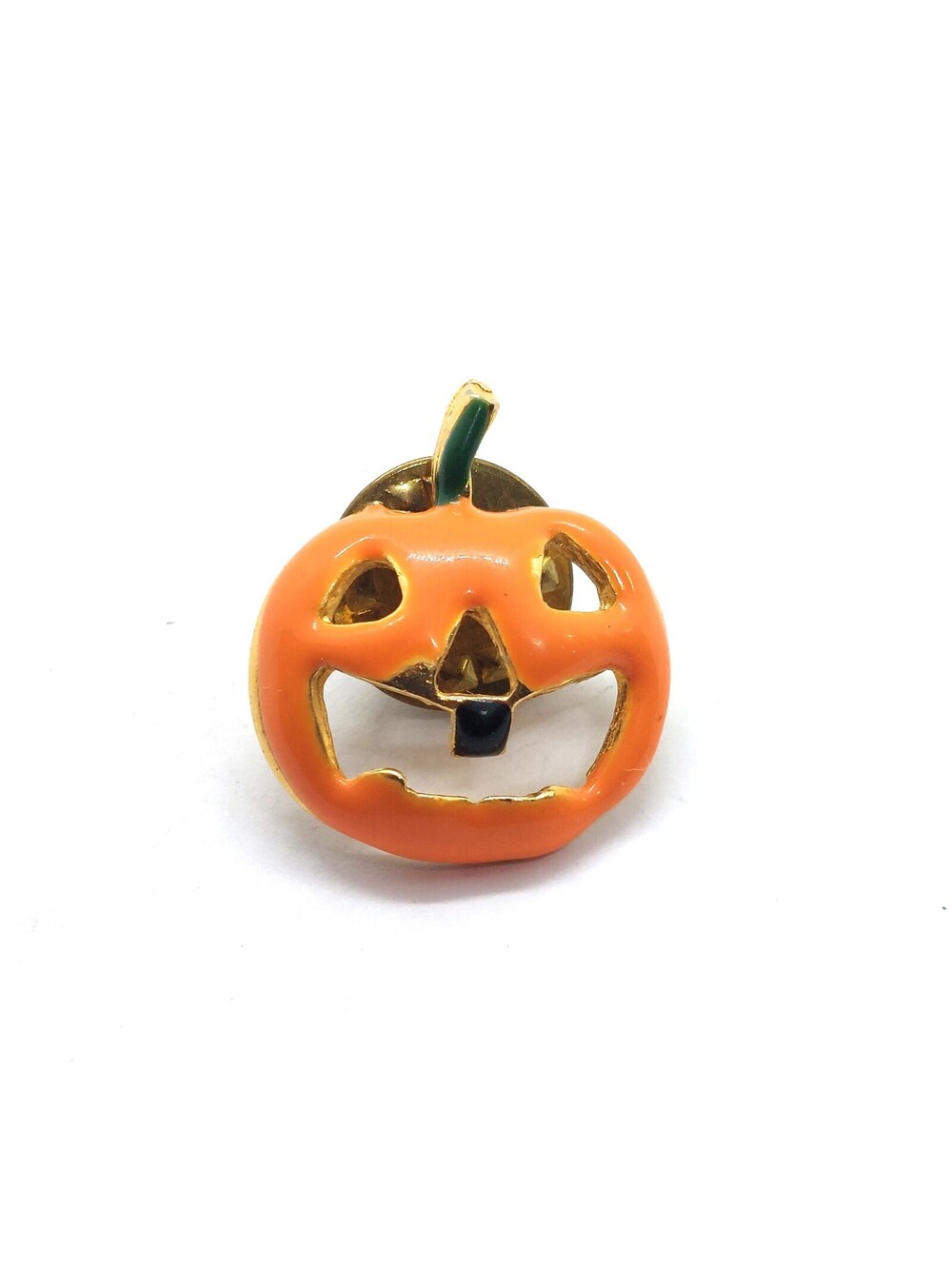 Vintage Jack O Lantern Enamel Pin Halloween Pumpkin Cutout Face Spooky Lapel